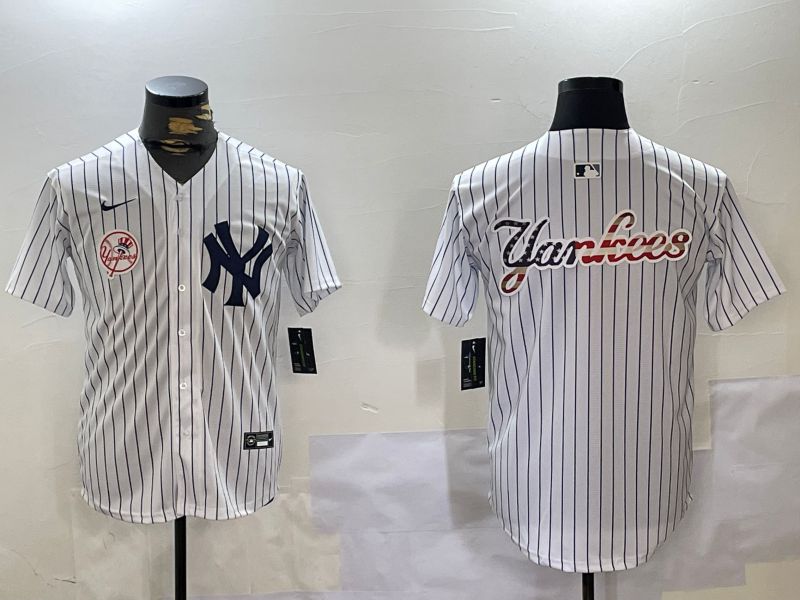 Men New York Yankees Blank White stripe Game 2024 Nike MLB Jersey style 102724